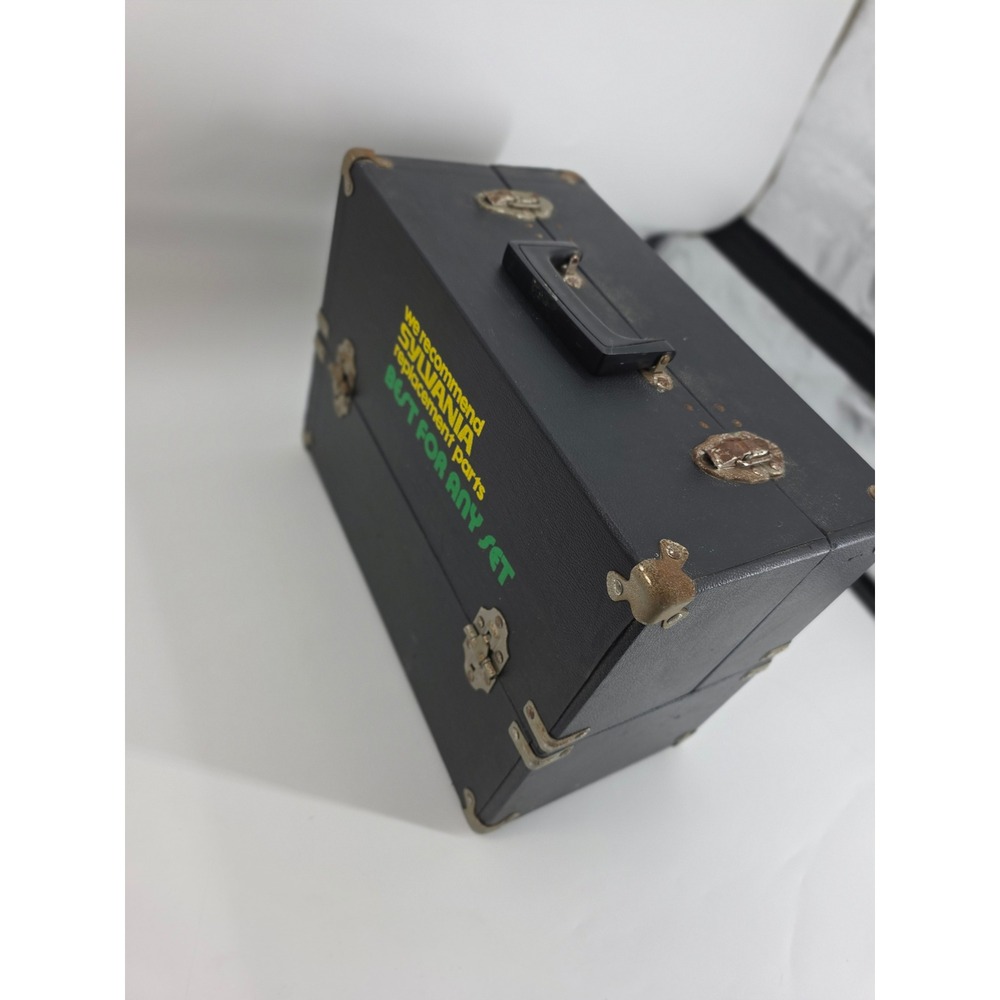 Vintage Sylvania Vacuum Tube Caddy Case Black Industrial Storage Technician Box